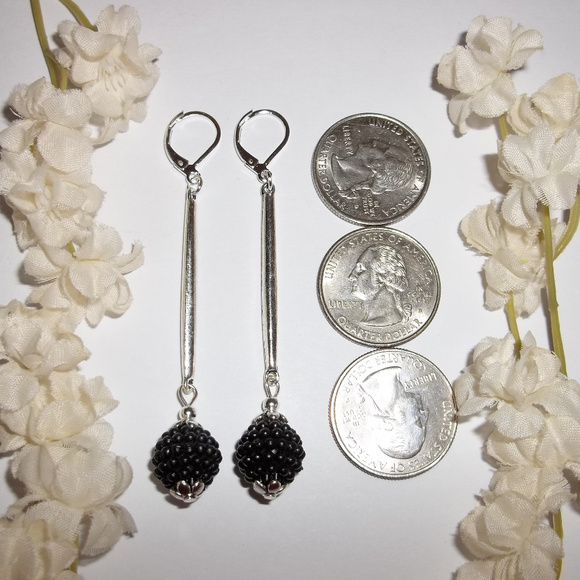 Extra Long Black & Silver Earrings Set Jewelry Trendy Gift Idea For Her NWT 4884 - Picture 7 of 10